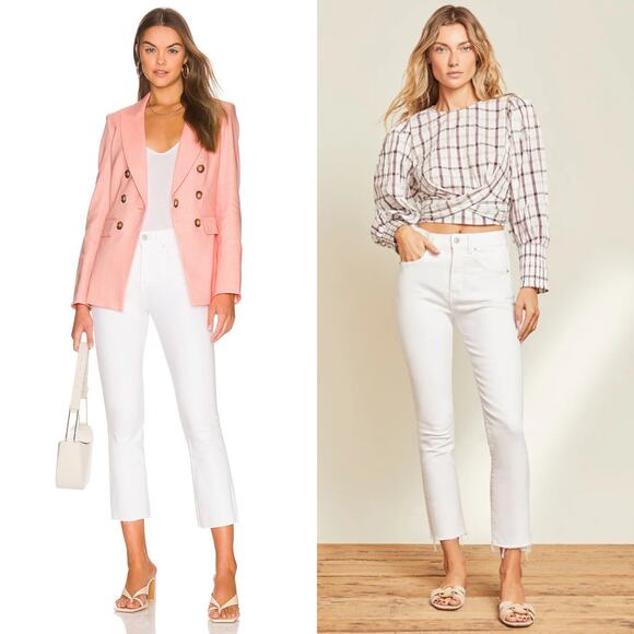 Veronica Beard Carly Kick Flare High Rise White - Picture 1 of 8